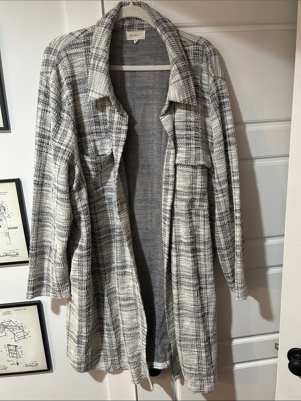 MELLODAY Black and White Plaid Jacket